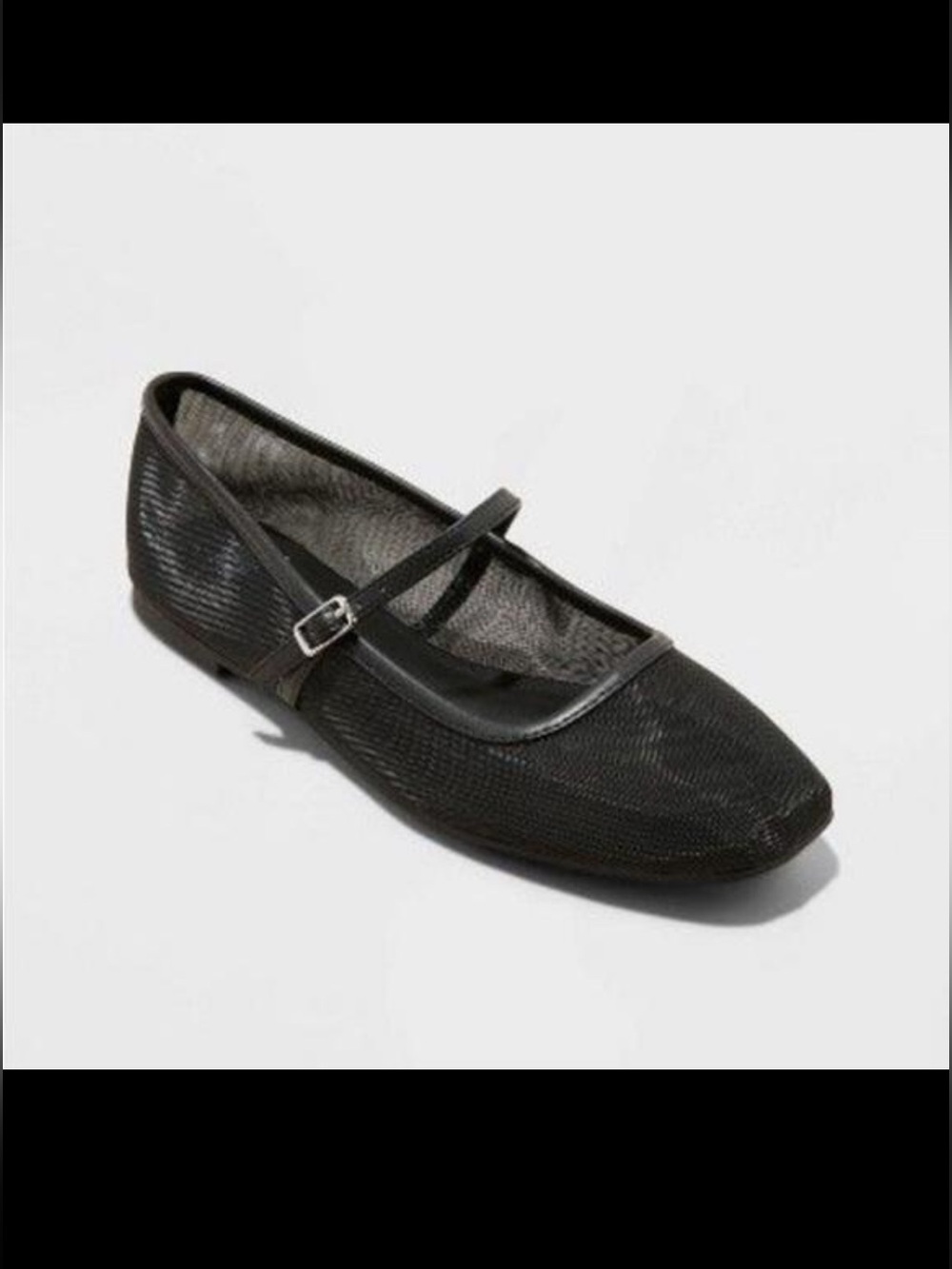 Black Mary Jane Mesh Flats with Adjustable Strap(NWT)